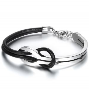 Infinite Love מתנות לבישות Love Infinity Stainless Steel Buckle Men Women Leather Bracelet Cuff Bangle