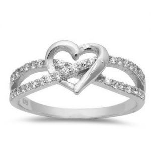 Infinite Love מתנות לבישות INFINITY LOVE KNOT HEART CZ Sterling Silver Promise Ring Sterling Silver 3-13