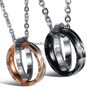 Infinite Love מתנות לבישות Interlocking Ring His and Hers Matching Promise Eternal Love Couple Necklace