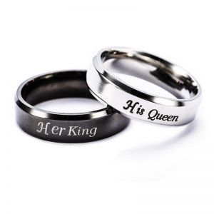 Infinite Love מתנות לבישות "Her King&His Queen" Unisex Men Women Couple Loves Stainless Steel Promise Rings