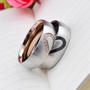 Infinite Love מתנות לבישות USA Couple Rings Forever Love Heart Brushed Titanium Steel Wedding Promise Band