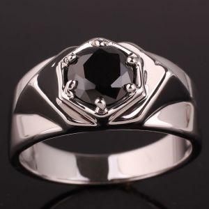 Infinite Love מתנות לבישות Men Jewelry Solid Sterling Silver Ring Gift Husband 6-prong 7.5mm CZ Size 10-13