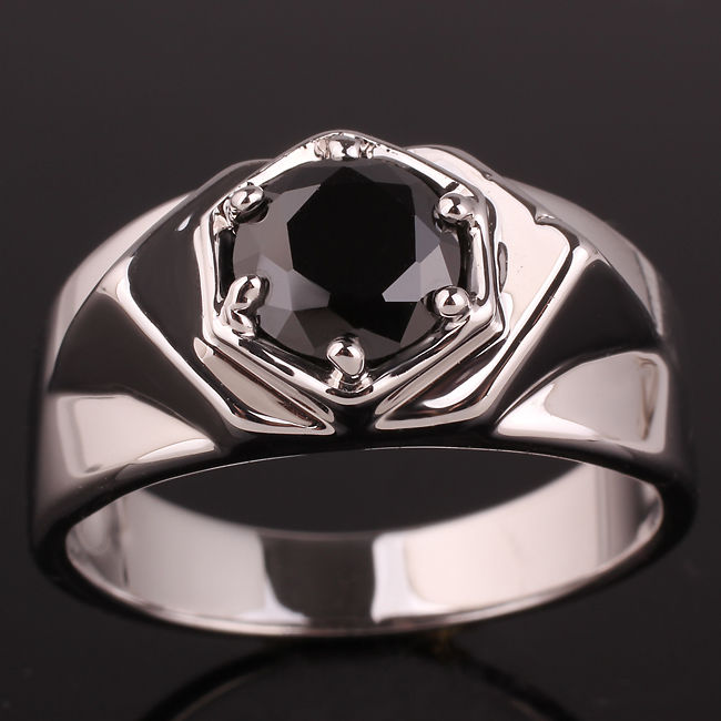 Infinite Love מתנות לבישות Men Jewelry Solid Sterling Silver Ring Gift Husband 6-prong 7.5mm CZ Size 10-13